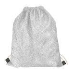 Bright Silver (NOT Real) Glitter Print Drawstring Bag