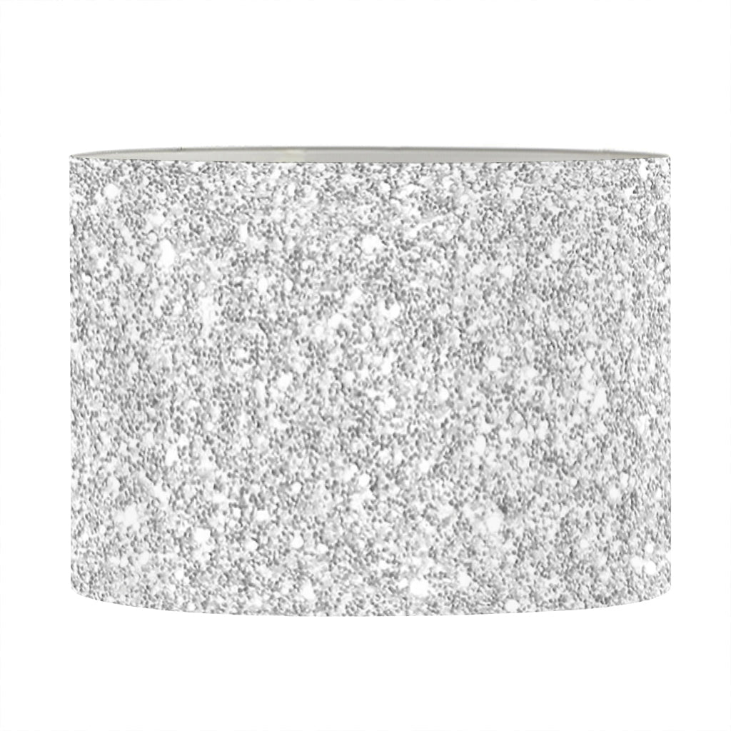 Bright Silver (NOT Real) Glitter Print Drum Lamp Shade