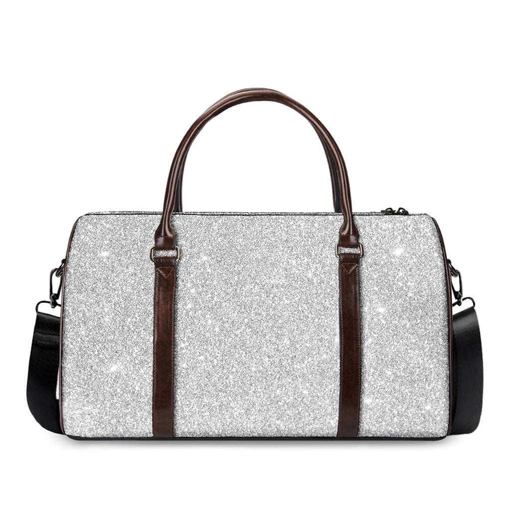 Bright Silver (NOT Real) Glitter Print Duffle Bag