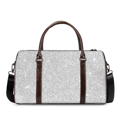 Bright Silver (NOT Real) Glitter Print Duffle Bag