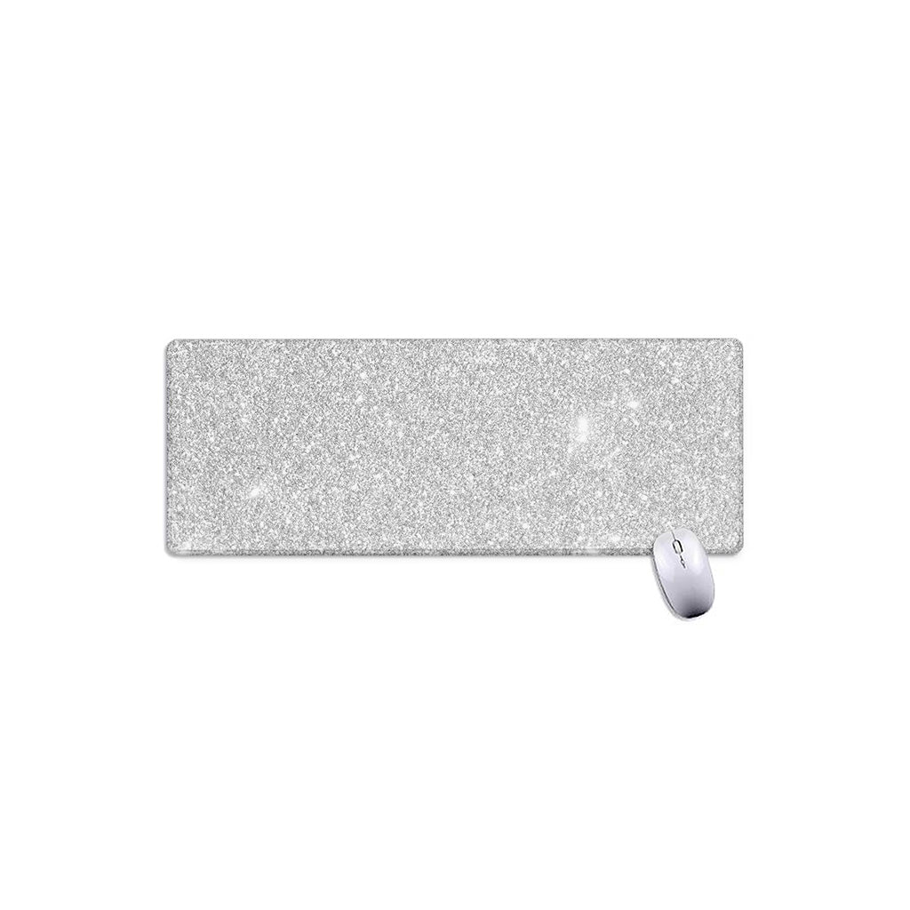 Bright Silver (NOT Real) Glitter Print Extended Mouse Pad