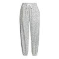 Bright Silver (NOT Real) Glitter Print Fleece Lined Knit Pants