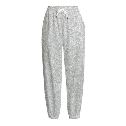 Bright Silver (NOT Real) Glitter Print Fleece Lined Knit Pants
