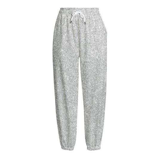 Bright Silver (NOT Real) Glitter Print Fleece Lined Knit Pants