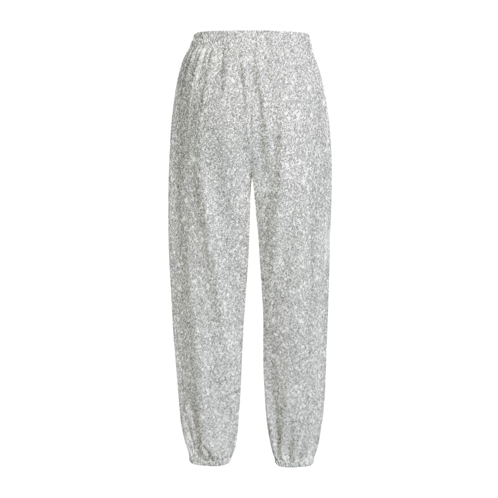 Bright Silver (NOT Real) Glitter Print Fleece Lined Knit Pants