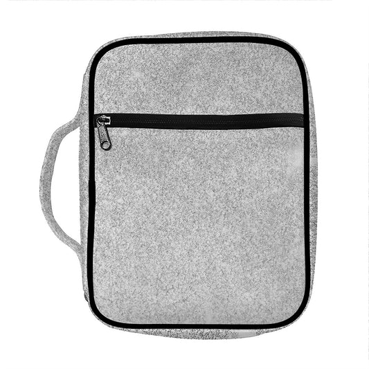 Bright Silver (NOT Real) Glitter Print Front Pocket Bible Bag