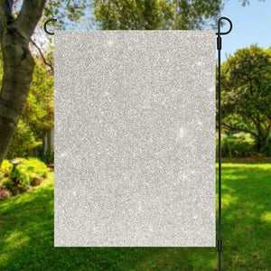 Bright Silver (NOT Real) Glitter Print Garden Flag