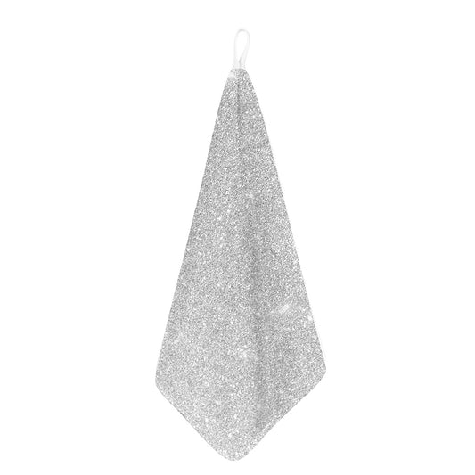 Bright Silver (NOT Real) Glitter Print Hand Towel