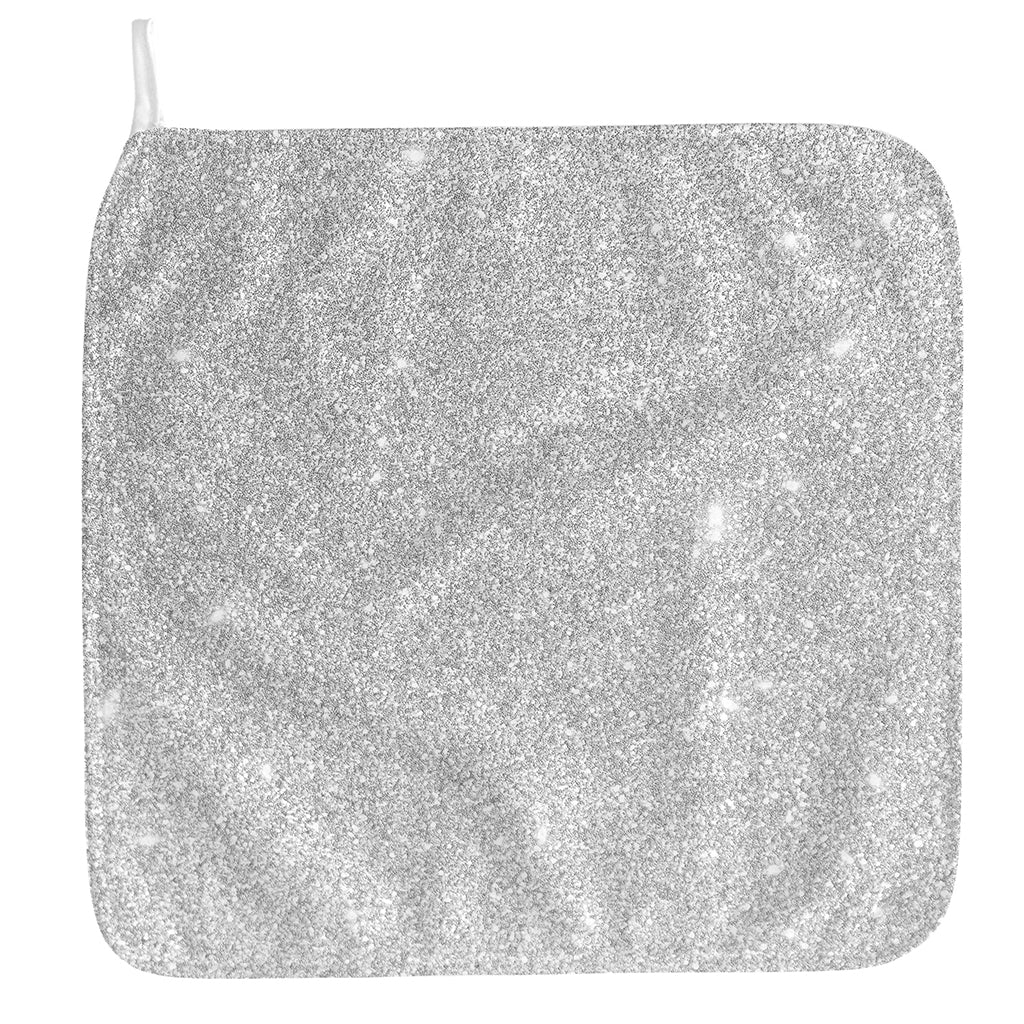 Bright Silver (NOT Real) Glitter Print Hand Towel