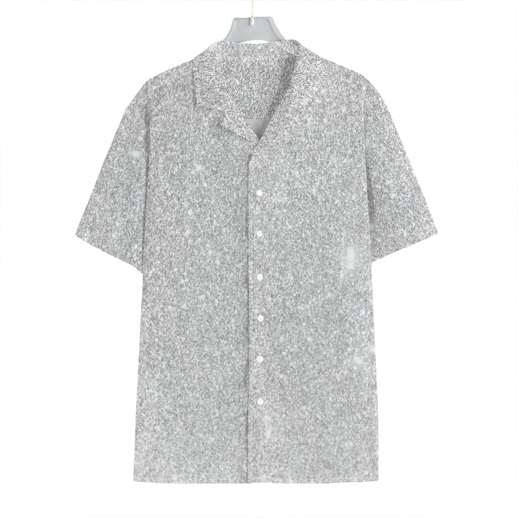 Bright Silver (NOT Real) Glitter Print Hawaiian Shirt