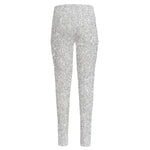 Bright Silver (NOT Real) Glitter Print High-Waisted Pocket Leggings