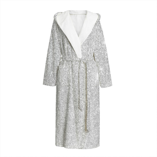 Bright Silver (NOT Real) Glitter Print Hooded Bathrobe