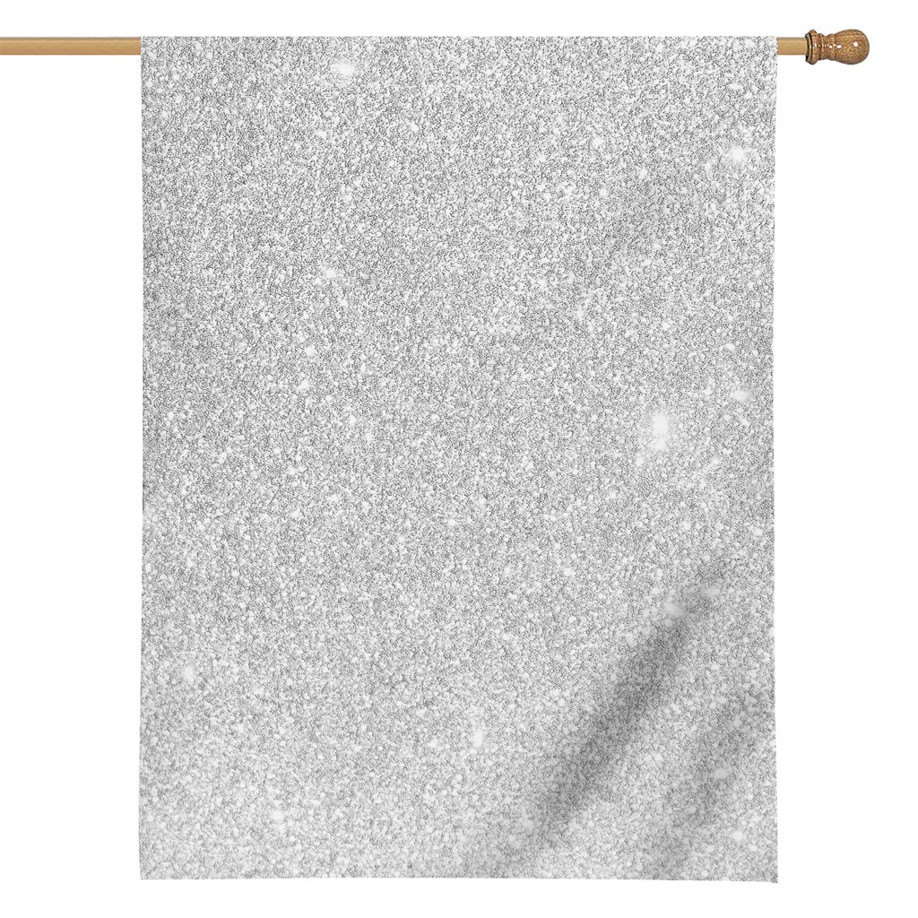 Bright Silver (NOT Real) Glitter Print House Flag