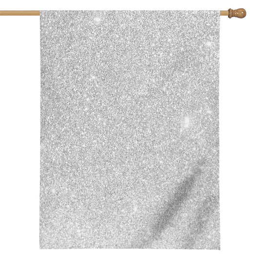Bright Silver (NOT Real) Glitter Print House Flag