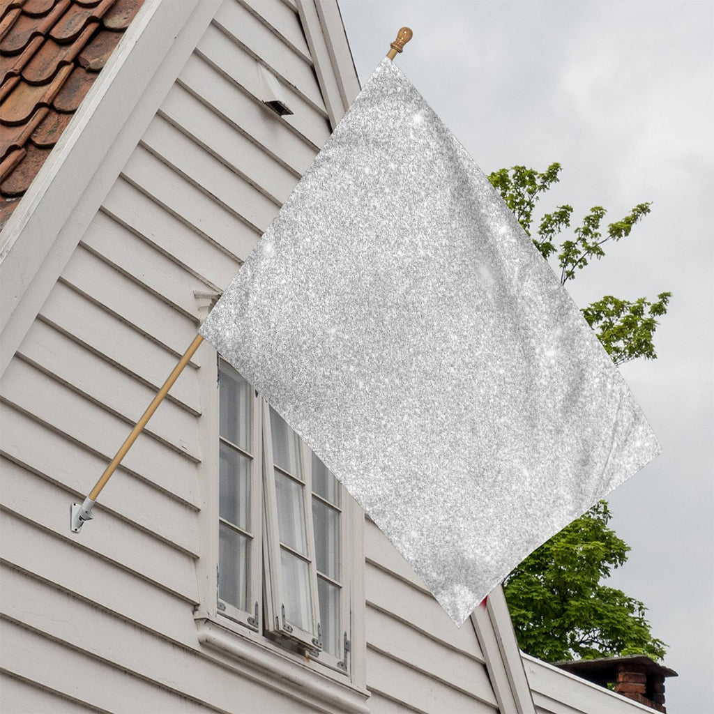 Bright Silver (NOT Real) Glitter Print House Flag