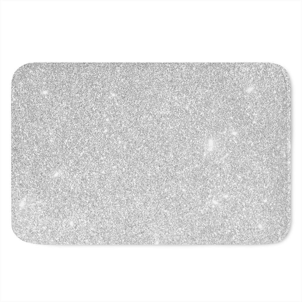 Bright Silver (NOT Real) Glitter Print Indoor Door Mat
