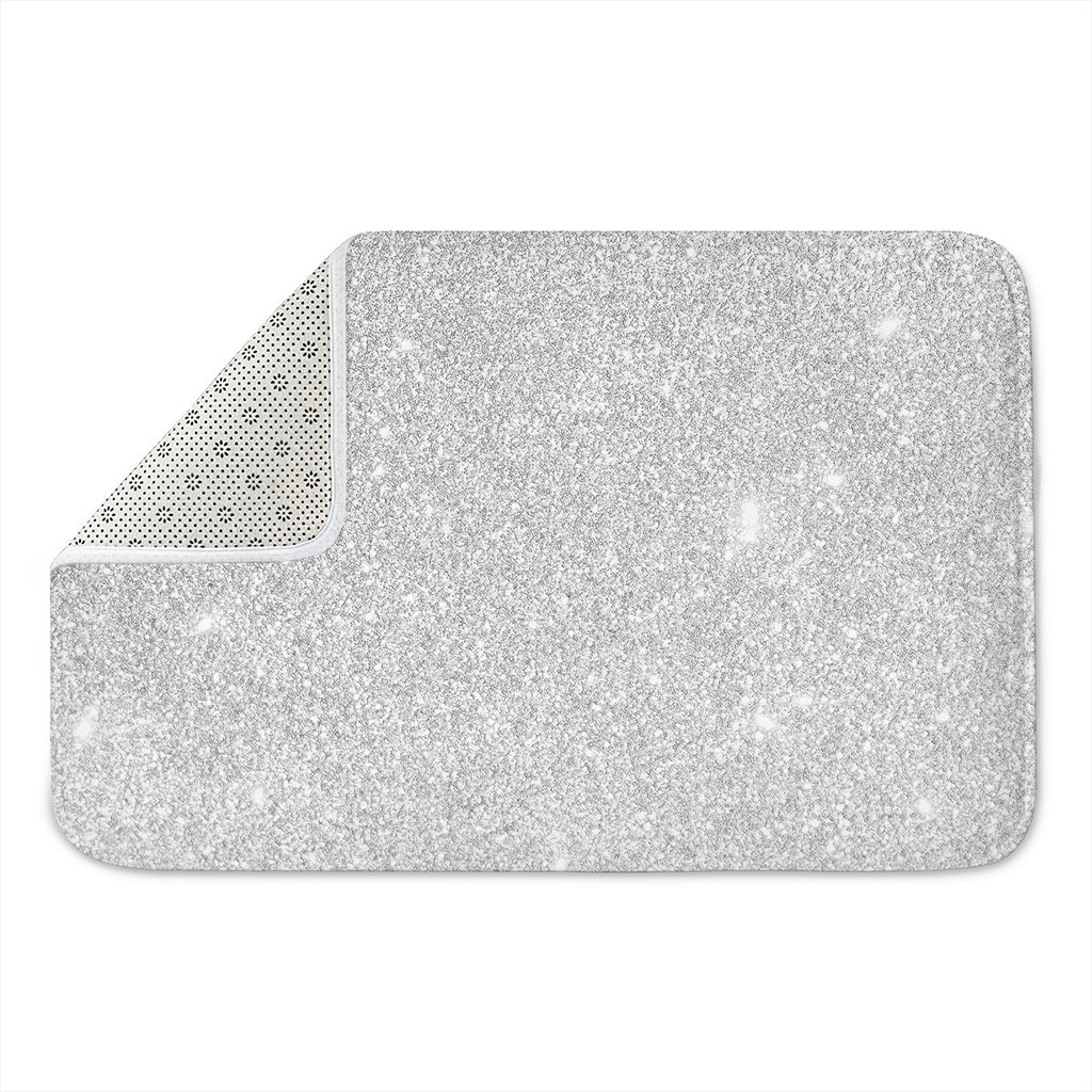 Bright Silver (NOT Real) Glitter Print Indoor Door Mat