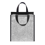 Bright Silver (NOT Real) Glitter Print Insulated Lunch Tote