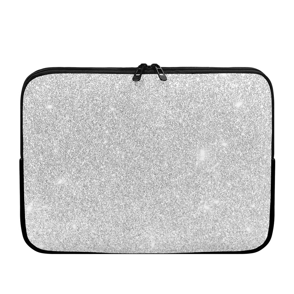Bright Silver (NOT Real) Glitter Print Laptop Sleeve