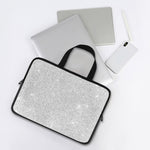 Bright Silver (NOT Real) Glitter Print Laptop Sleeve With Handle