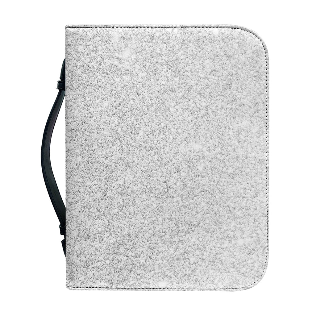 Bright Silver (NOT Real) Glitter Print Leather Bible Cover