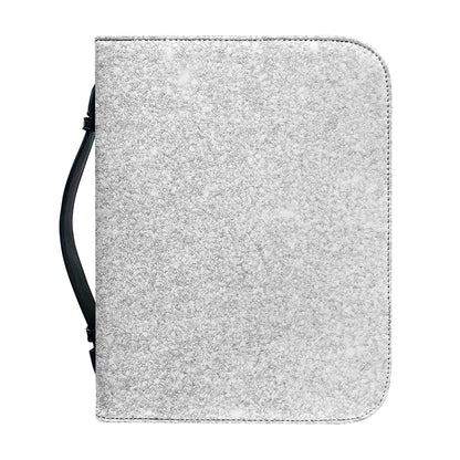 Bright Silver (NOT Real) Glitter Print Leather Bible Cover