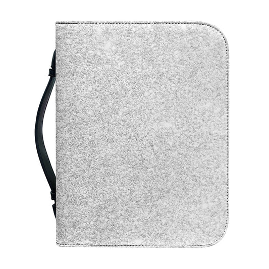 Bright Silver (NOT Real) Glitter Print Leather Bible Cover