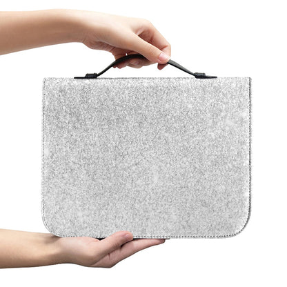 Bright Silver (NOT Real) Glitter Print Leather Bible Cover