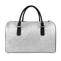 Bright Silver (NOT Real) Glitter Print Leather Duffel Bag