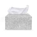 Bright Silver (NOT Real) Glitter Print Leather Tissue Box Cover