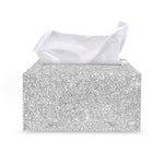 Bright Silver (NOT Real) Glitter Print Leather Tissue Box Cover