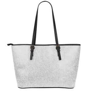 Bright Silver (NOT Real) Glitter Print Leather Tote Bag