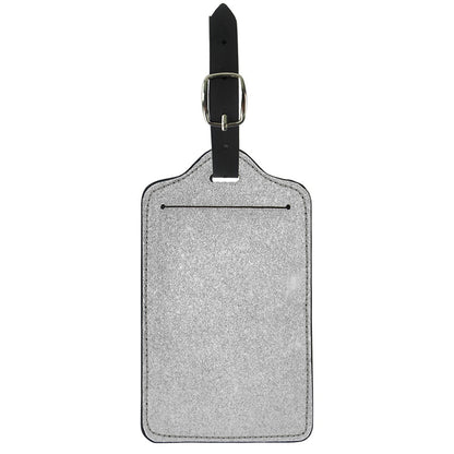 Bright Silver (NOT Real) Glitter Print Luggage Tag