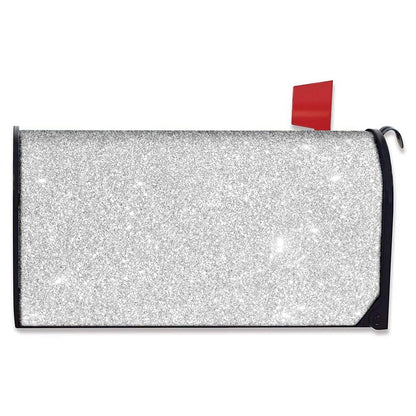 Bright Silver (NOT Real) Glitter Print Mailbox Cover