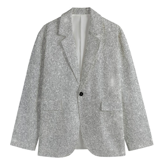 Bright Silver (NOT Real) Glitter Print Men's Blazer