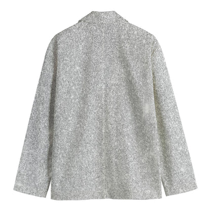 Bright Silver (NOT Real) Glitter Print Men's Blazer
