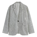 Bright Silver (NOT Real) Glitter Print Men's Cotton Blazer
