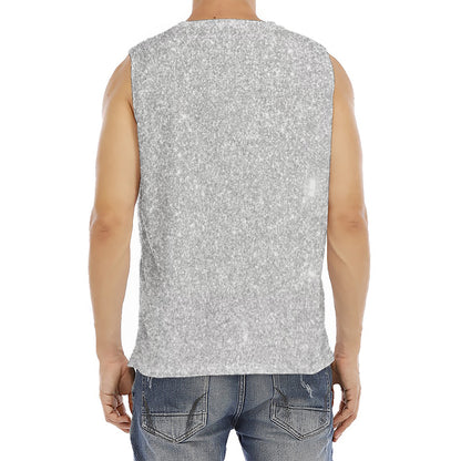 Bright Silver (NOT Real) Glitter Print Men's Fitness Tank Top