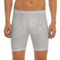 Bright Silver (NOT Real) Glitter Print Men's Long Boxer Briefs