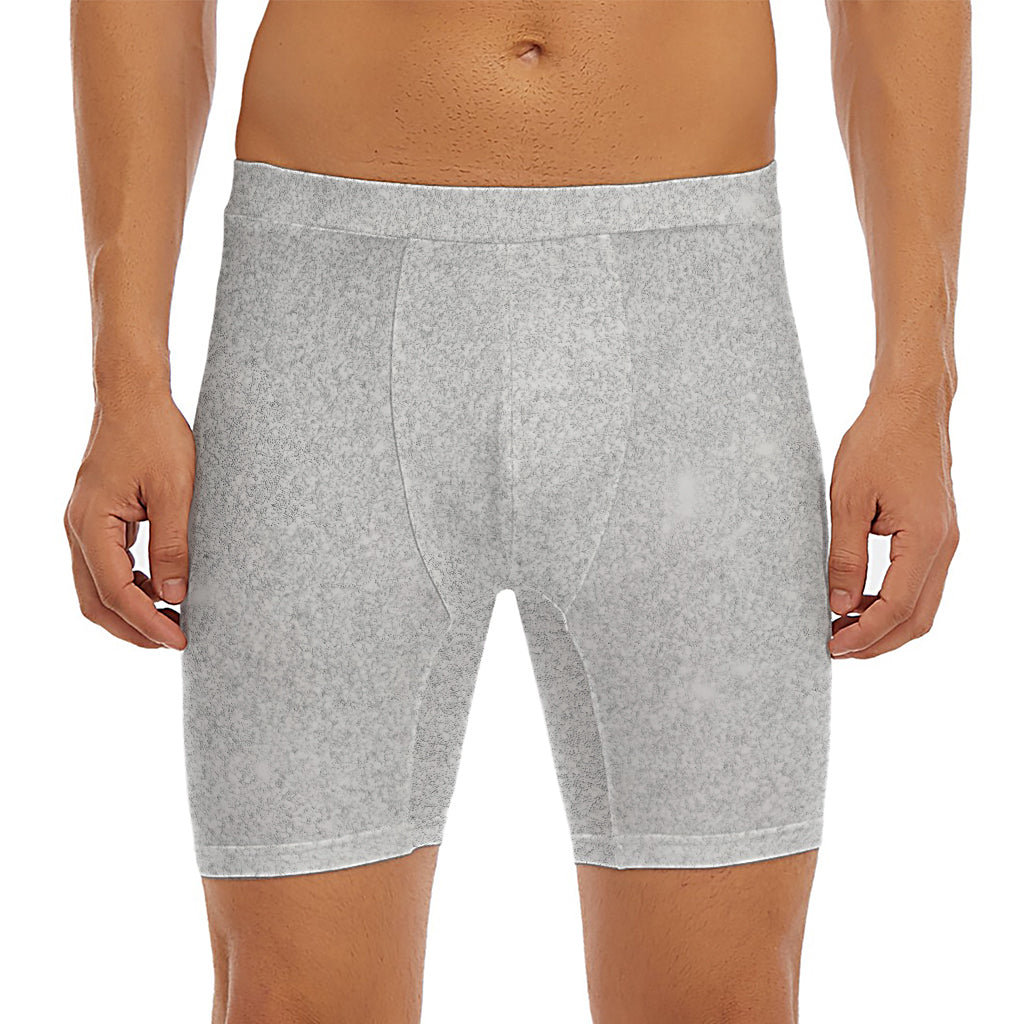 Bright Silver (NOT Real) Glitter Print Men's Long Boxer Briefs