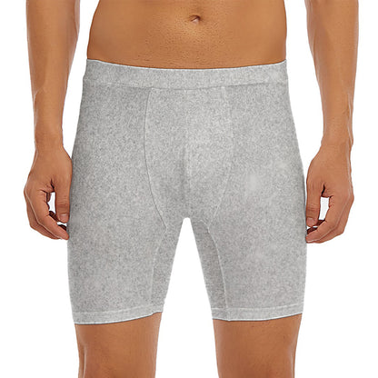 Bright Silver (NOT Real) Glitter Print Men's Long Boxer Briefs