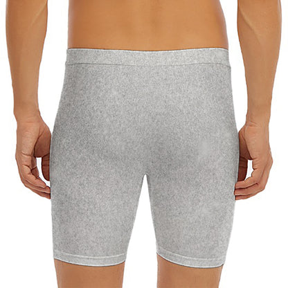 Bright Silver (NOT Real) Glitter Print Men's Long Boxer Briefs