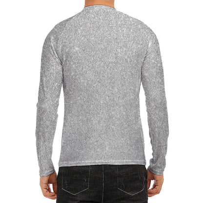 Bright Silver (NOT Real) Glitter Print Men's Long Sleeve Rash Guard