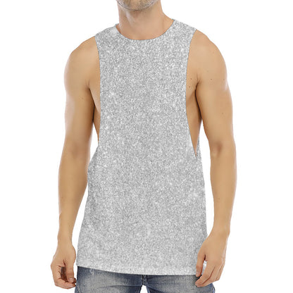 Bright Silver (NOT Real) Glitter Print Men's Muscle Tank Top