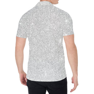 Bright Silver (NOT Real) Glitter Print Men's Shirt