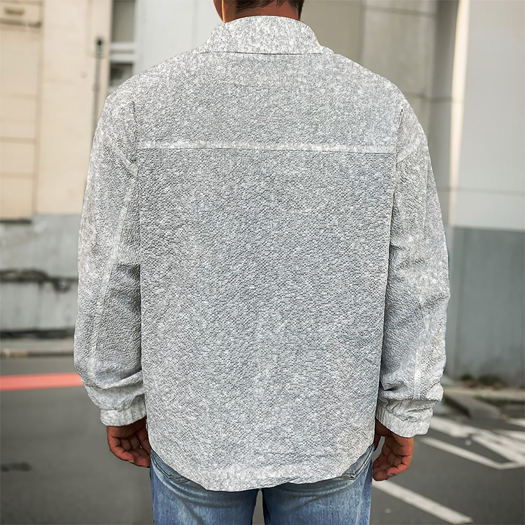 Bright Silver (NOT Real) Glitter Print Men's Shirt Jacket