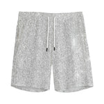 Bright Silver (NOT Real) Glitter Print Men's Sports Shorts