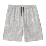 Bright Silver (NOT Real) Glitter Print Men's Swim Trunks