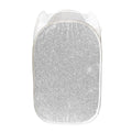Bright Silver (NOT Real) Glitter Print Mesh Laundry Hamper