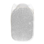 Bright Silver (NOT Real) Glitter Print Mesh Laundry Hamper